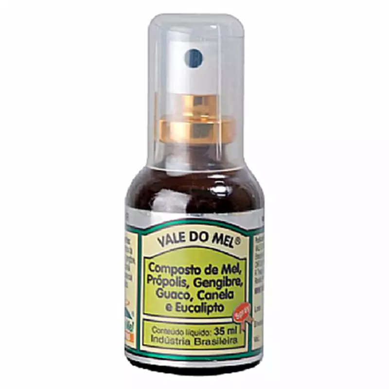 Spray Para Garganta - Mel, Própolis, Gengibre, Guaco, Canela e Eucalipto, 35ml - Vale Do Mel 