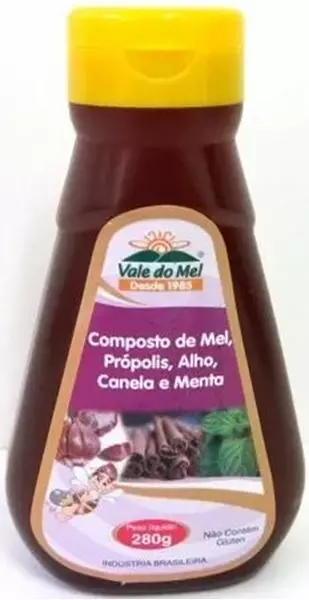 Composto de Mel, Própolis, Alho, Canela e Menta, 280g - Vale do Mel