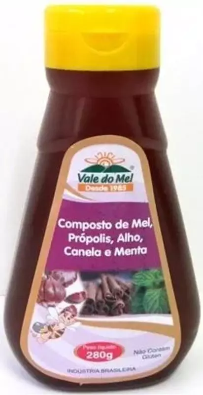 Composto de Mel, Própolis, Alho, Canela e Menta, 280g - Vale do Mel